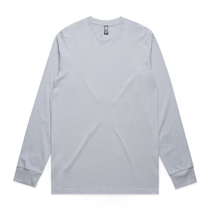 Light gray long-sleeved t-shirt with a crew neck and ribbed cuffs.