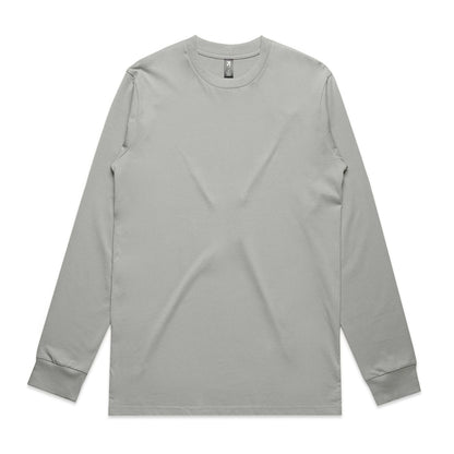 Gray long-sleeved t-shirt with a crew neck and ribbed cuffs.