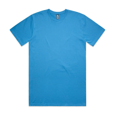 Classic crew neck t-shirt in vibrant turquoise blue, made of soft cotton jersey.