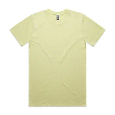 Pale yellow t-shirt with a crew neck and short sleeves, made of cotton.