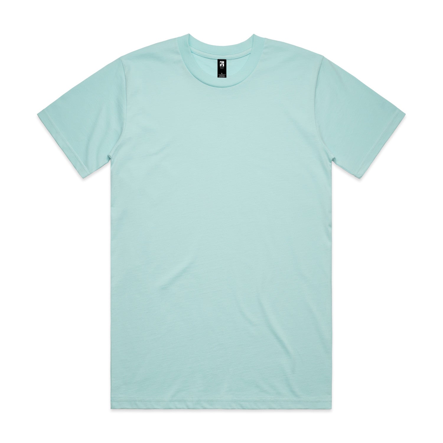Mint green crew neck t-shirt with short sleeves and a small logo on the chest.