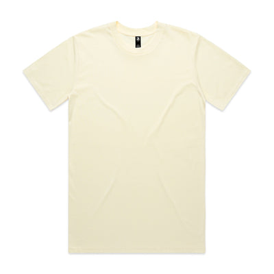 Cream-colored crew neck t-shirt with short sleeves and a small logo on the left chest.
