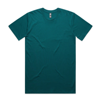 Teal t-shirt with short sleeves and a crew neck.