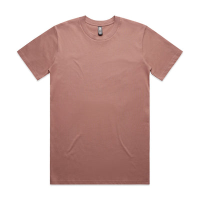 Dusty rose crew neck t-shirt with short sleeves and a simple design, likely made of cotton or polyester blend.
