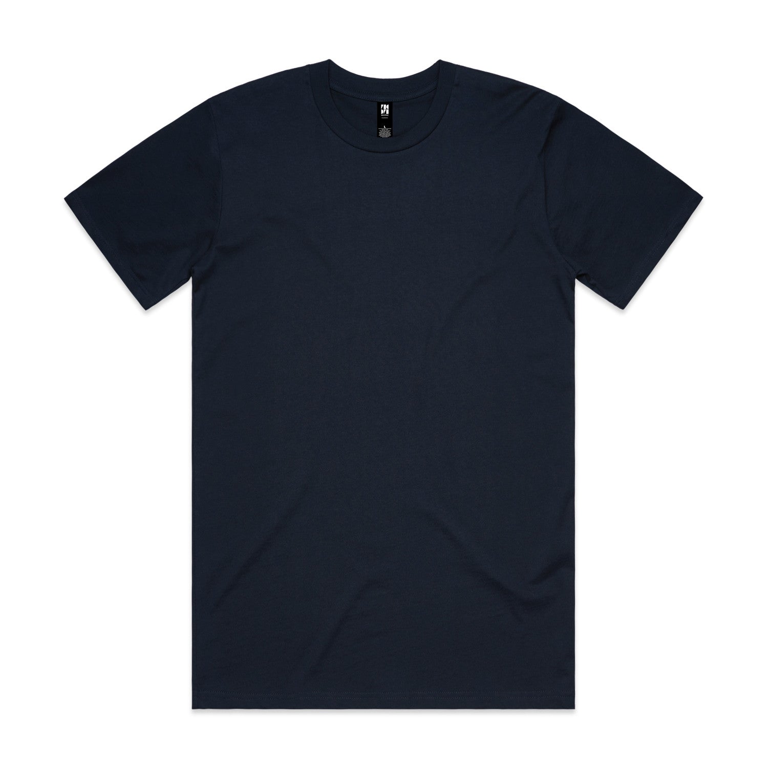 Navy blue henley t-shirt with short sleeves and a button placket.