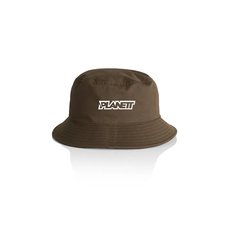 Olive green bucket hat.
