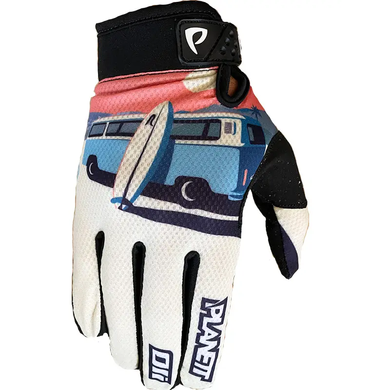 Motocross glove with beach van design.