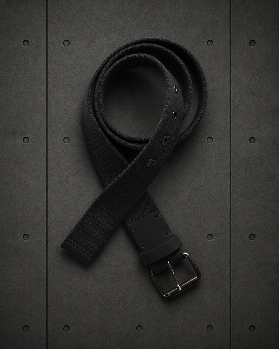 Cotton Webbing Belt 1406 blank product on dark industrial concrete background