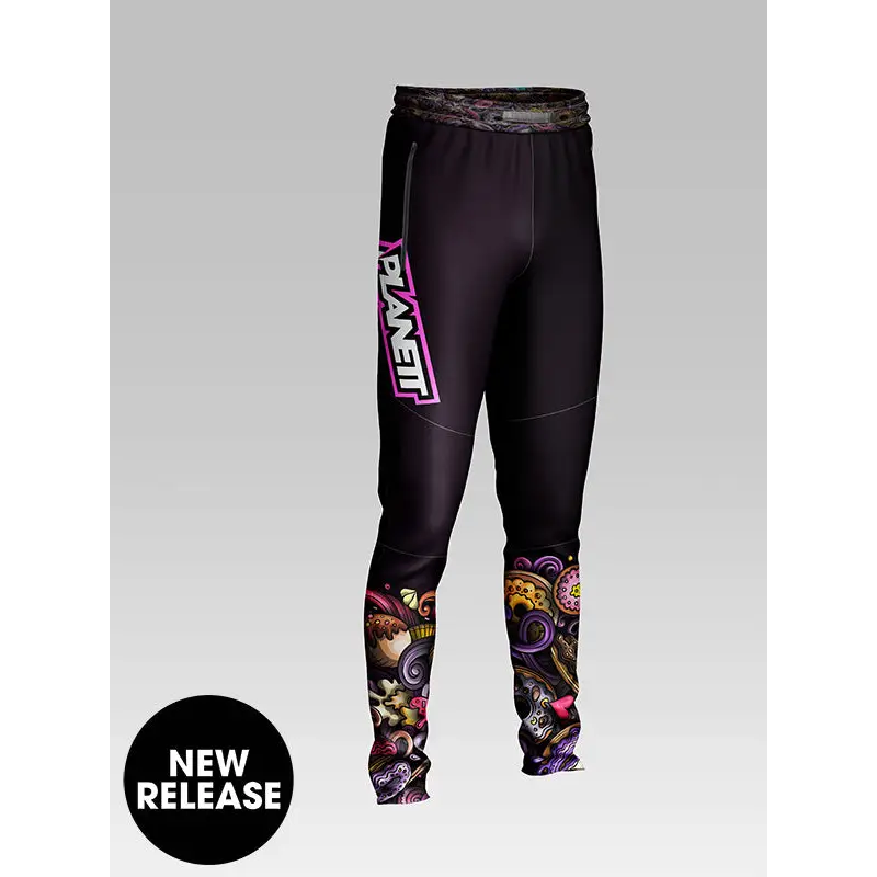 Black patterned athletic pants.