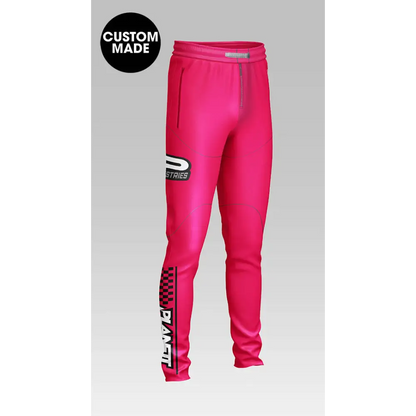 Pink custom-made track pants.