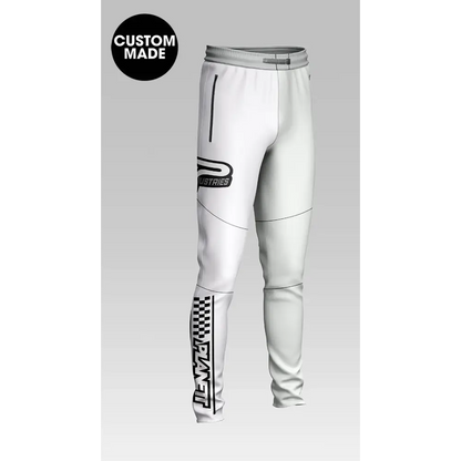 White custom-made sweatpants.