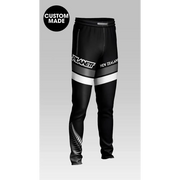 Black and white custom-made sweatpants.