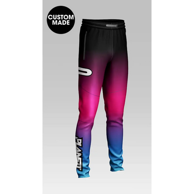 Gradient-colored custom-made sweatpants.