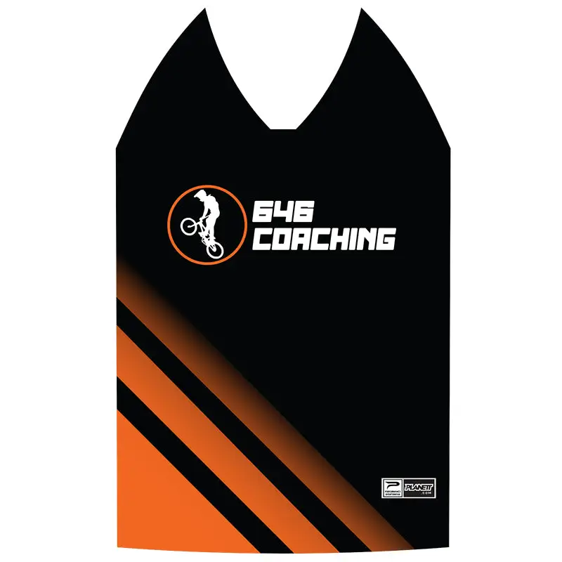 Black and orange cycling jersey.