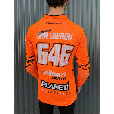 Orange racing jersey.