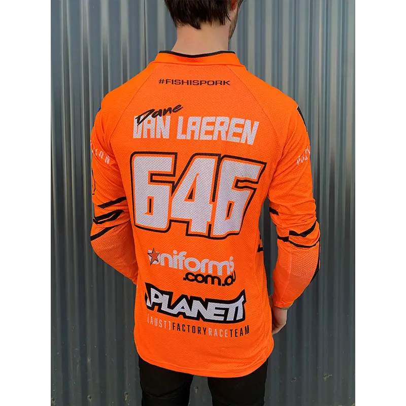 Orange racing jersey.