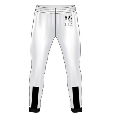 White athletic pants with black accents.