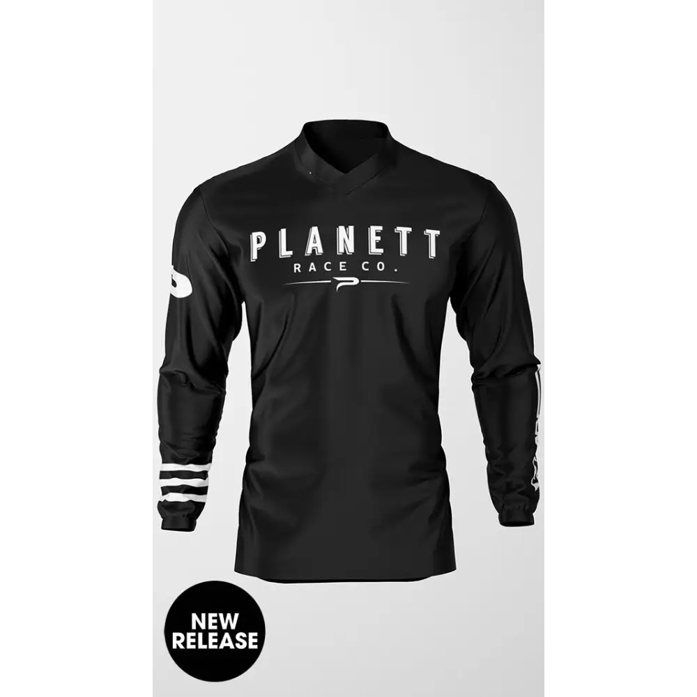 Black long-sleeved shirt with white accents.