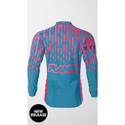Blue and pink long-sleeved jersey.