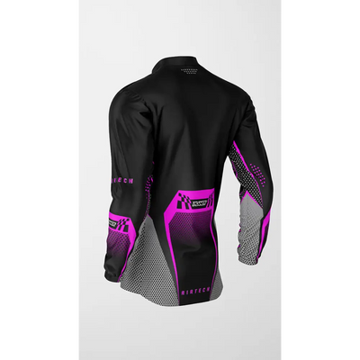 Black and pink motocross jersey.