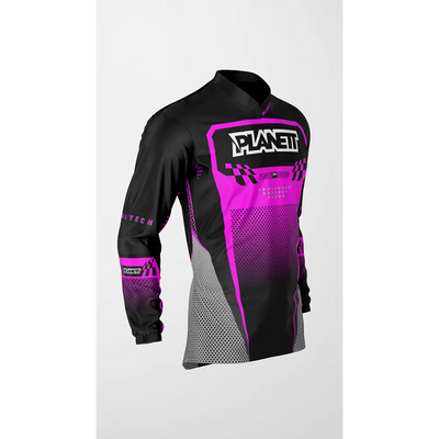 Black and pink racing jersey.