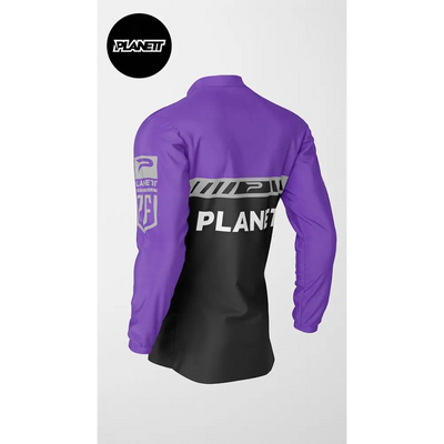 Purple and black jacket.