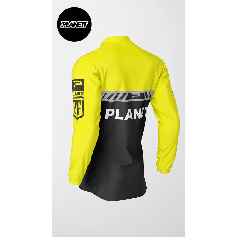 Yellow and black long-sleeved jacket.