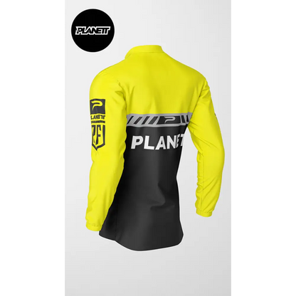 Yellow and black long-sleeved jacket.