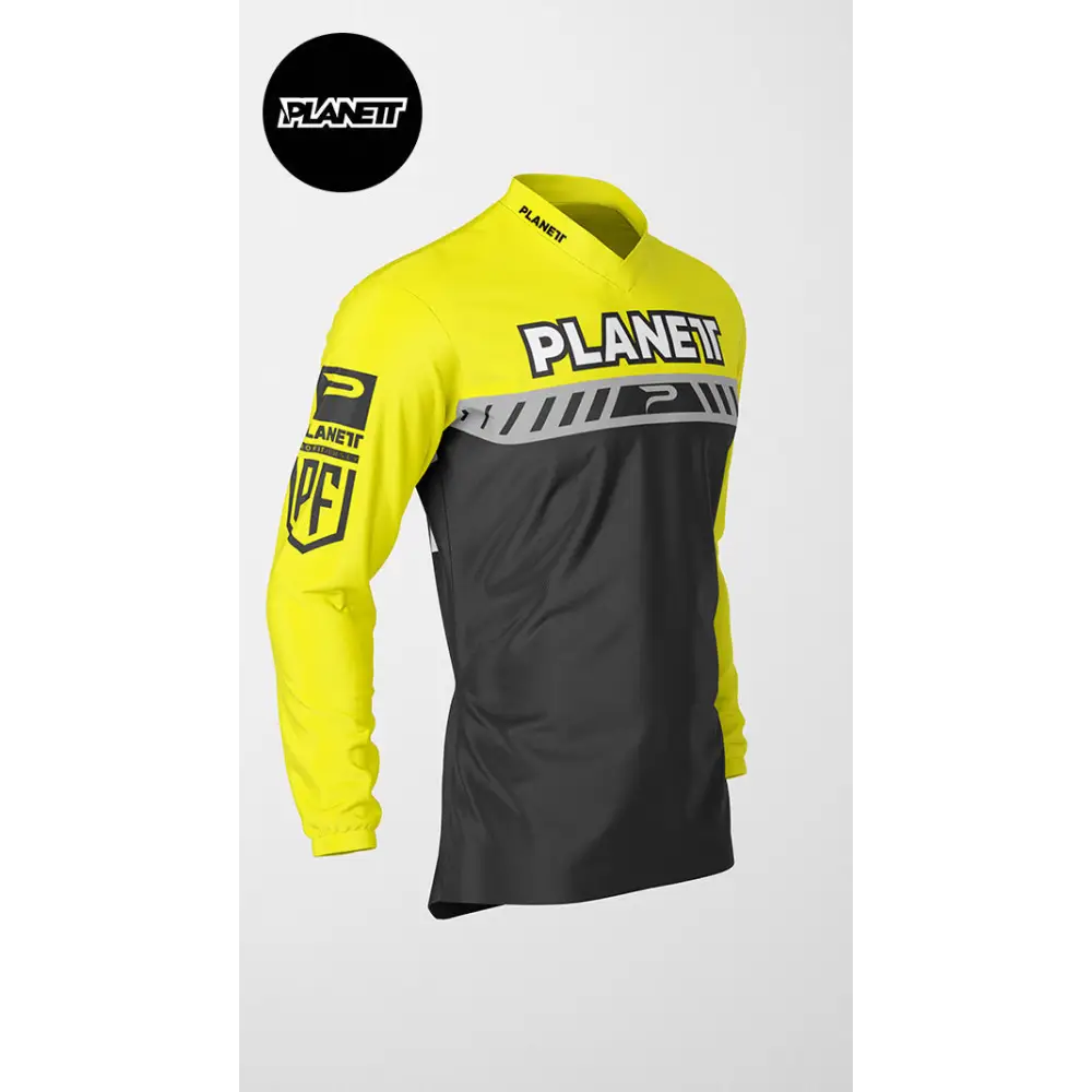 Yellow and black long-sleeved shirt.