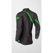 Black and green patterned jacket.