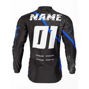 Black and blue long-sleeved jersey.