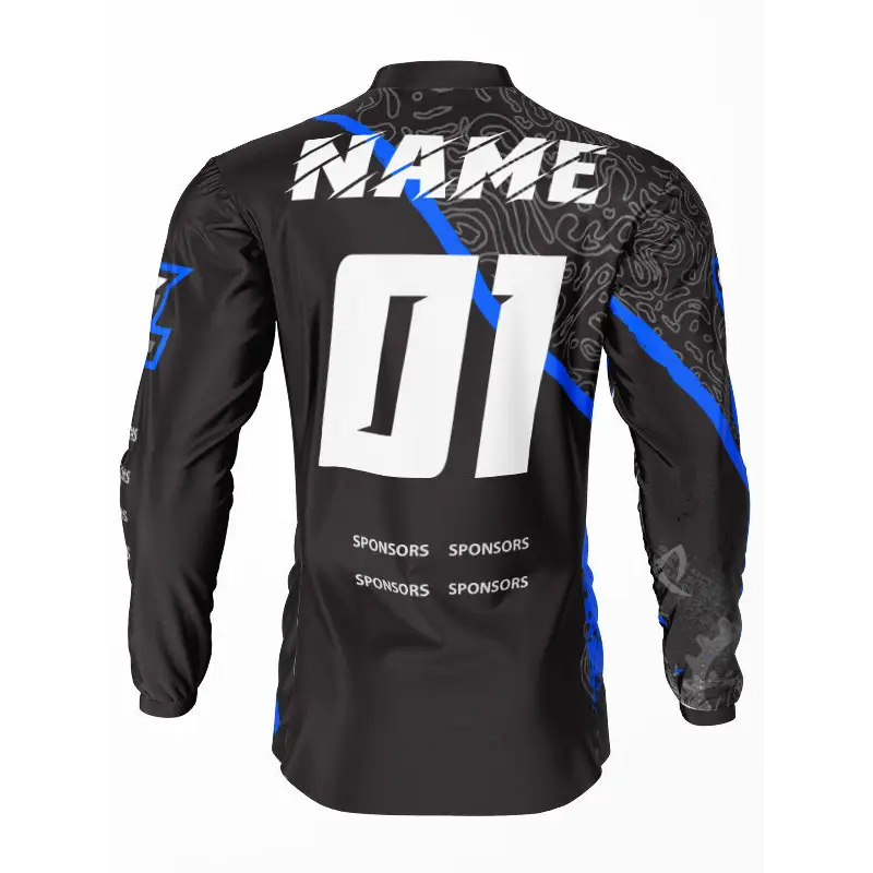 Black and blue long-sleeved jersey.
