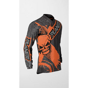 Long-sleeved shirt with skull design.