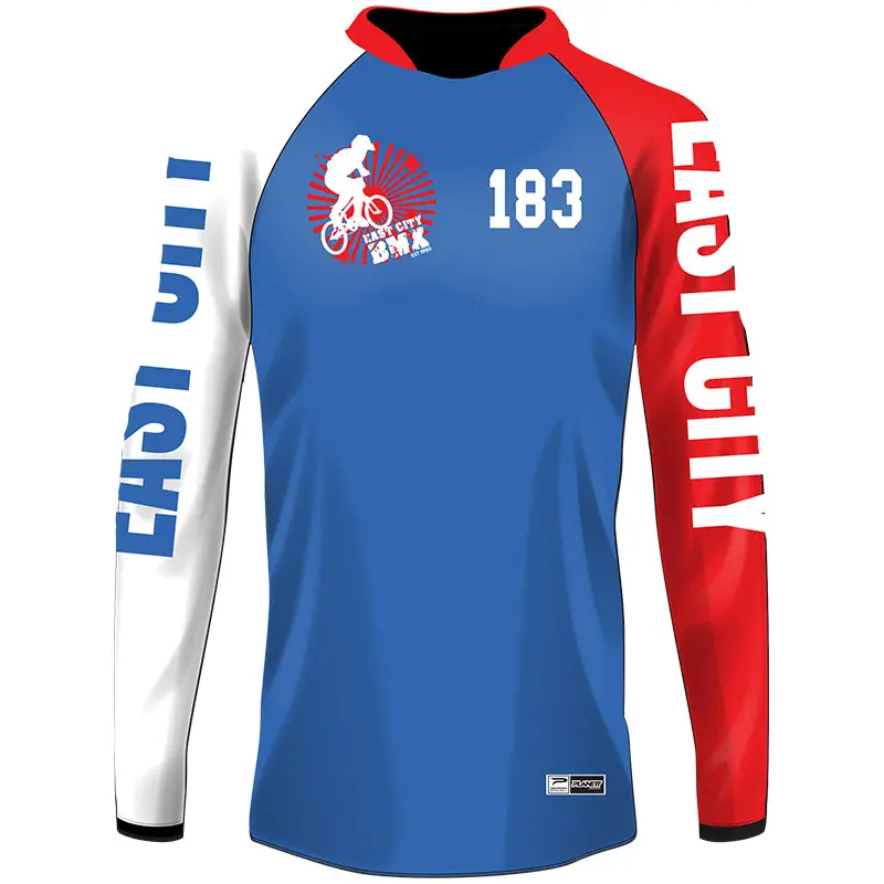 Long-sleeved BMX jersey.