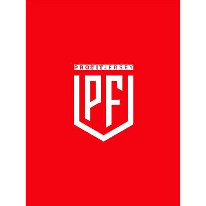 White logo on red background.