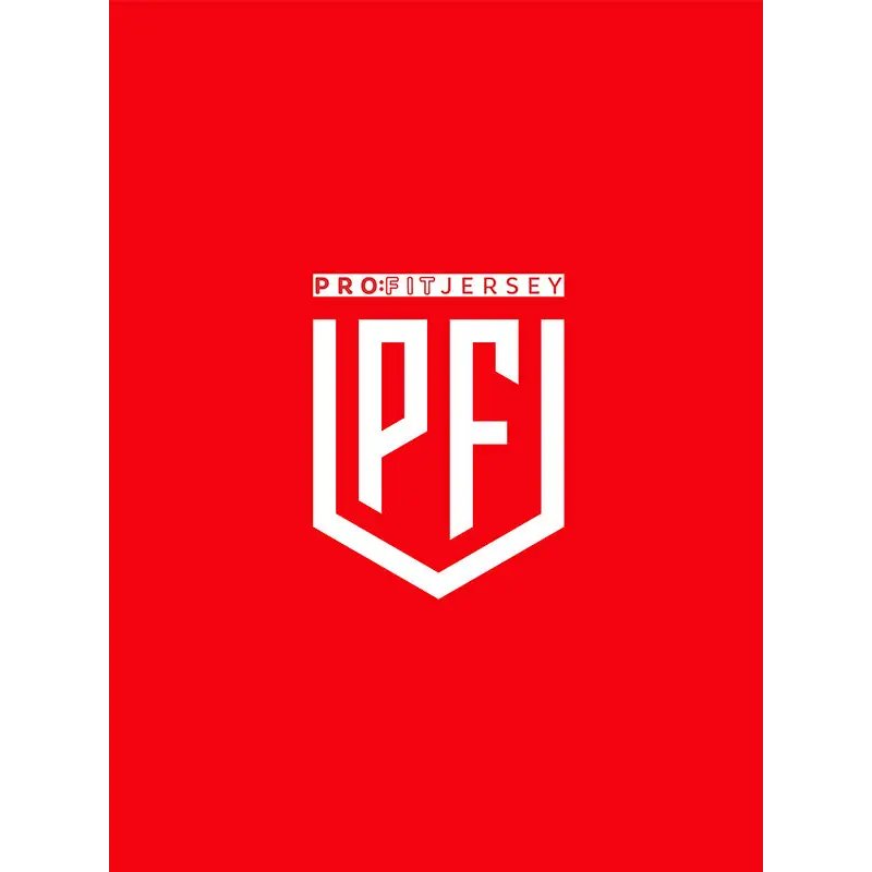 White logo on red background.