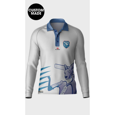 Long-sleeved custom-made polo shirt.