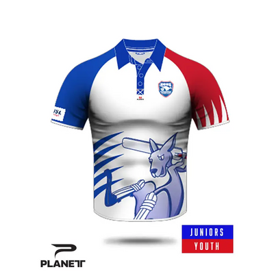 Cricket jersey with kangaroo graphic.