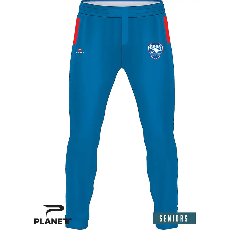 Blue athletic pants.