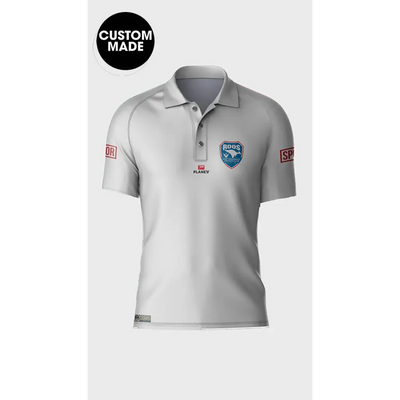 White polo shirt.