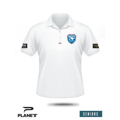 White polo shirt.