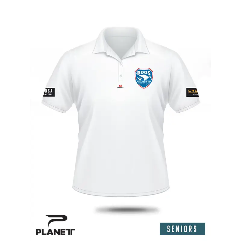 White polo shirt.