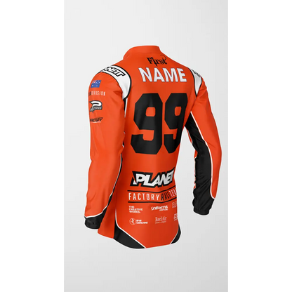 Orange racing jersey with number 99.