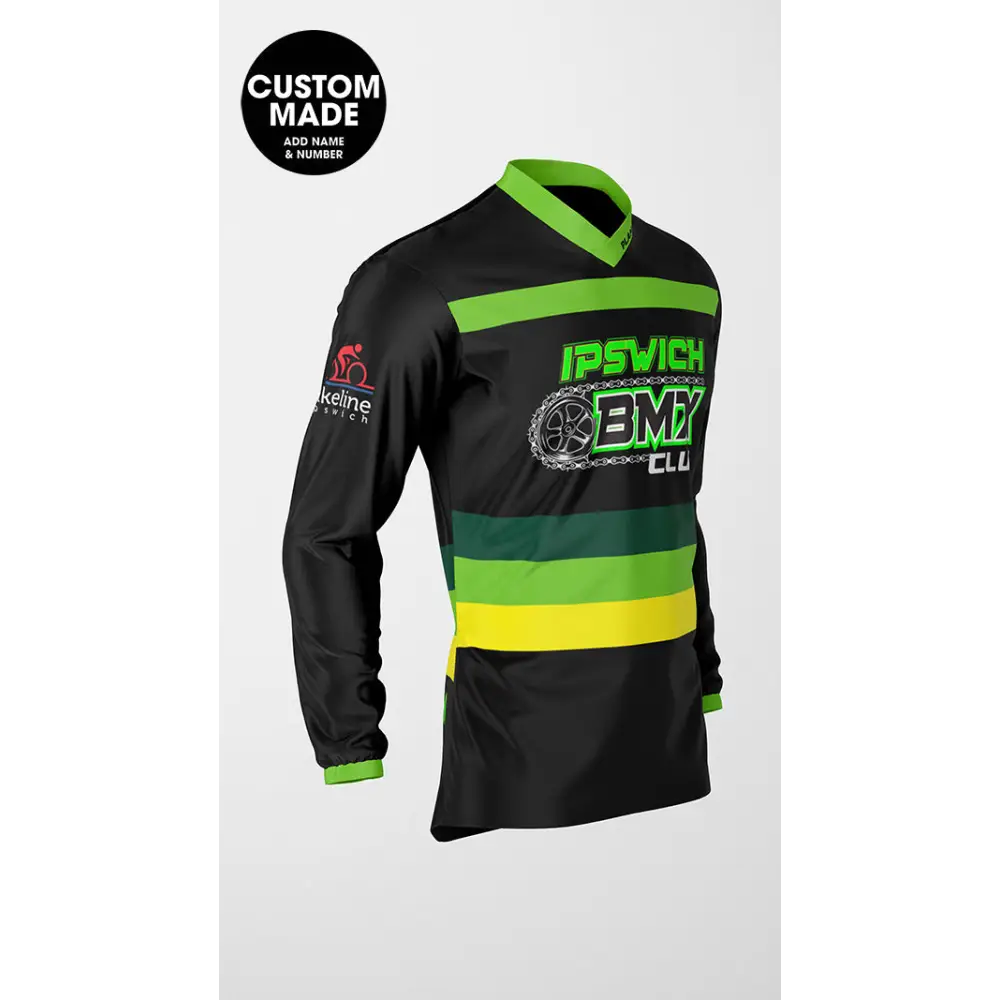 Black and green BMX jersey.