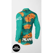 Long-sleeved floral shirt.