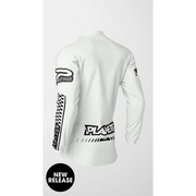 White long-sleeved racing jersey.