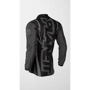 Black and gray long-sleeved shirt.