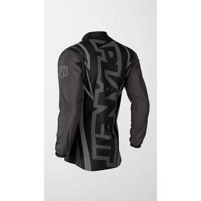 Black and gray long-sleeved shirt.