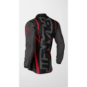 Black and red long-sleeved shirt.