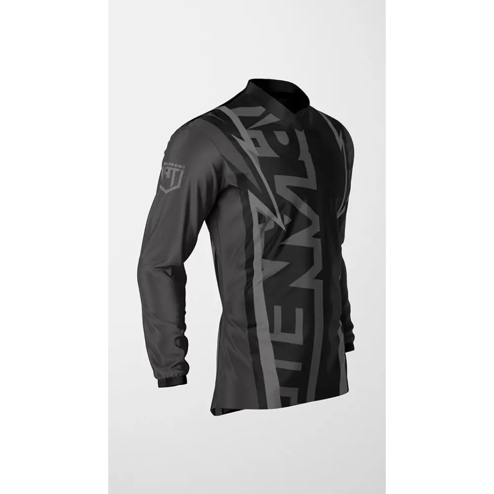 Gray and black long-sleeved shirt.